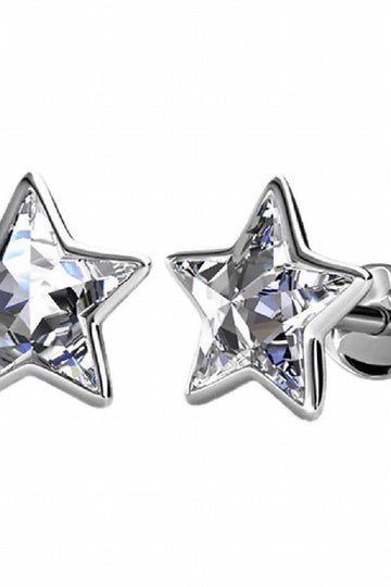 Stylacity Silver Star Small Stud Earrings With Crystals From Swarovski Stylacity